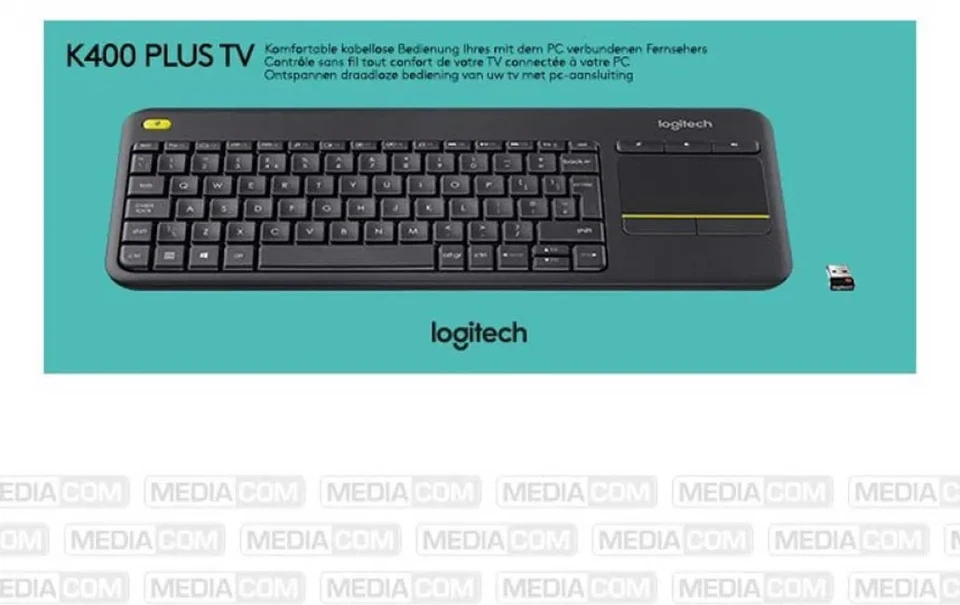 Logitech K400 Plus kabellose Tastatur Touchpad QWERTZ DE Unifying USB - Bild 1 von 1