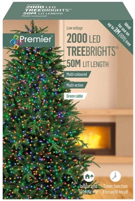 Premier 2000 LED Multi-Action TreeBrights Christmas Tree Lights Timer - MULTI - Image 1 of 3