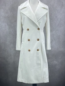 Gabardina Carmonoudi Mujer M Blanco Doble Pecho Cápsula Suave Armario - Imagen 1 de 10