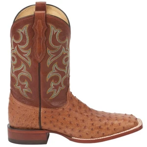 Justin Boots Truman 11 Inch Full Quill Ostrich Square Toe Cowboy Mens Brown Dre - Picture 1 of 7