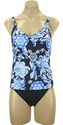 KECHIKA TRAJE DE BAÑO NUEVO CON ETIQUETAS MUJER TANKINI TOP AZUL MARINO PERI Y MARRÓN-NEGRO NUEVO CON ETIQUETAS Foto 1 de 4
