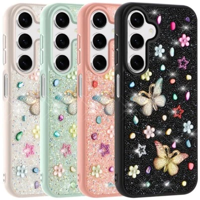 Capa híbrida diamante enfeites borboleta telefone 5G para Samsung Galaxy A16 - Imagem 1 de 4