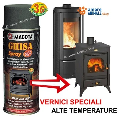 MACOTA GHISA → Vernice Spray ALTA TEMPERATURA 600° per STUFE e CAMINETTI 400 ml
