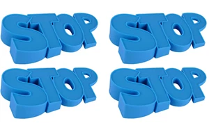Türstopper blau Gummi Sicherheitsanschlag Keil unten 4er Pack Holz Fliesen Teppich SET - Bild 1 von 4