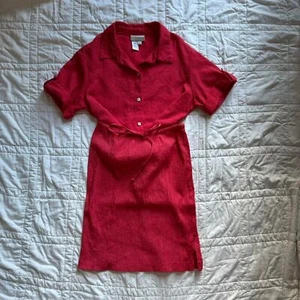 Coldwater creek women's red crepe shirt and skirt set small lightly checkered - Picture 1 of 8