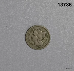 1872 3 CENT NICKEL VF+ ORIGINAL! #13786 - Picture 1 of 2