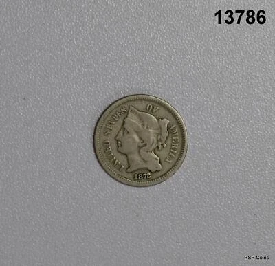 1872 3 CENT NICKEL VF+ ORIGINAL! #13786 - Image 1 of 2