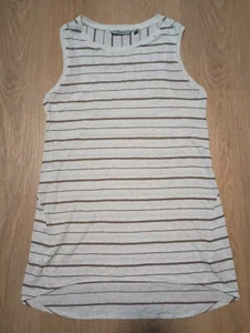 ATHLETA Racerback Long Tunic Top Exercise Workout Running Stripe Tan S - Picture 1 of 7