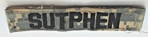 SUTPHEN GENUINE US ARMY ISSUE PAINTBALL ETC NAME TAPE CLOTH BADGE ACU - Picture 1 of 1