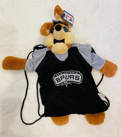 NWT San Antonio Spurs Coyote Plush Backpack Black/Silver/Brown Collectible Cover