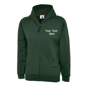 Personalised Custom Embroidered Uneek Children's Classic Full Zip Hooded kids - Picture 1 of 22