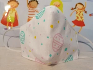 EASTER EGGS / SPRING DESIGN REVERSIBL HANDMADE COTTON FACE MASK, UNISEX ADULT - Picture 1 of 9