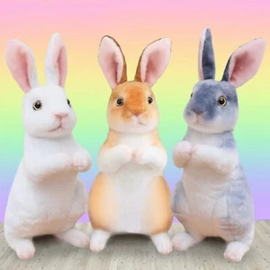 Lot of 3 Soft Plush 8” Bunnies Rabbits White Grey Brown Easter Bunny Gift Gray - Picture 1 of 6