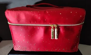 Estee Lauder Red Velvet w/Stars Cosmetic Makeup Bag Train Case 11x7x7" LG Size - Picture 1 of 5