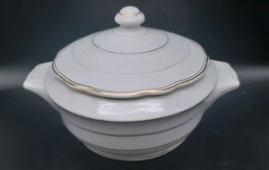 Porzellan Suppentasse Piemontesische Keramik Geschlossen Pesio Mondovì Golddraht - Bild 1 von 7