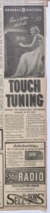 Large 1937 newspaper ad for GE Console radio - Model F-96, with touch tuning - Picture 1 of 1