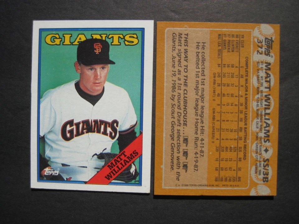 MATT WILLIAMS CARDS You Pick Topps Fleer Score Donruss UD 1988 Rookie to 1997 - Image 1 of 1