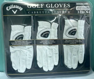 Guantes de Golf Callaway Premium Paquete de 3 Cuero Cabretta Medianos-Grandes Nuevos/Sellados - Imagen 1 de 3