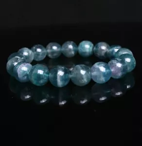11,5 mm Natürliche Blau Fluorit Kristall Quarz Perlen Armband AAAA C0947 - Bild 1 von 6