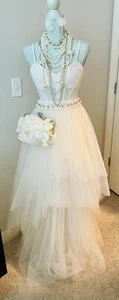 NWT BCBG Corset Tulle Cream Maxi Dress size 0 With Belt - Bild 1 von 18