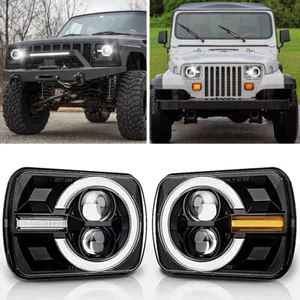 Pair 7x6'' 5x7'' LED Headlights For 1984-2001 Jeep Cherokee XJ 86-95 Wrangler YJ - Picture 1 of 10
