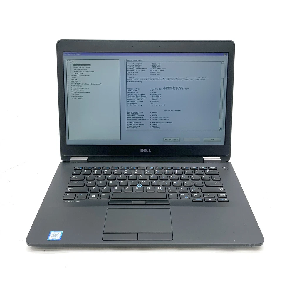 Dell Latitude E7470 14" FHD Intel Core i5-6300U 2.40GHz 16GB DDR4 No HDD, OS - Image 1 of 4