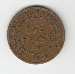 1919 (NO DOT) KGV AUSTRALIA PENNY - VERY NICE VINTAGE COIN - Picture 1 of 2