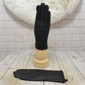 Womens JLY Black Leather Gloves - Medium - Picture 1 of 5