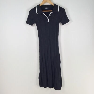 Dotti womens knit bodycon dress size S black short sleeve collar 099860 Foto 1 de 4
