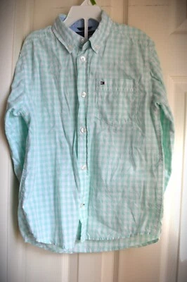 Tommy Hilfiger Boys SIZE 6 Green & White Gingham Long Sleeve Button Down Shirt  - Image 1 of 4