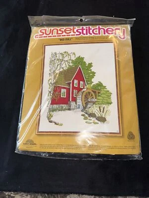 New Vintage 1978 Sunset Stitchery Crewel Embroidery Kit Red Mill #2480 NIP - Image 1 of 4