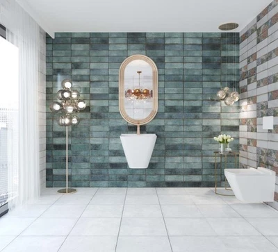 ONLY £27.99 sq.m June Emerald 30x90 cm Ceramic wall tile . Sample £2.99 - Image 1 of 4