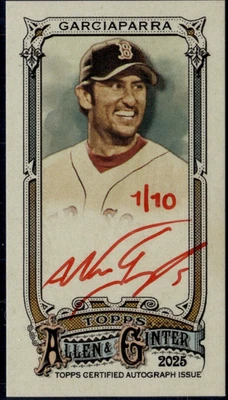 Topps Allen & Ginter Nomar Garciaparra 2025 tinta roja mini automático 1/10 numerado a mano Foto 1 de 2