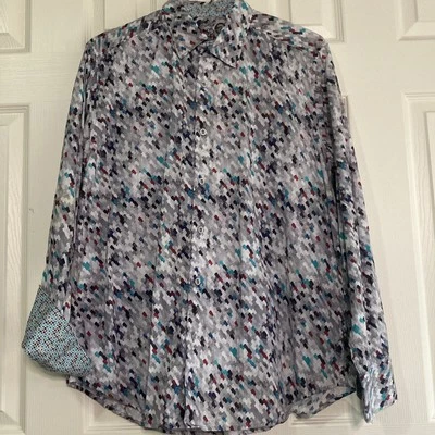 Robert Graham shirt Mens XL geometric digital all over print Flip Cuffs EUC - Image 1 of 4