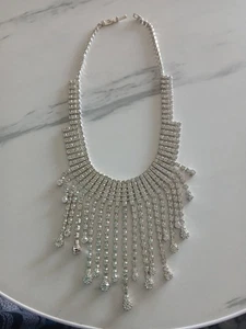 Strass Kristall Oval Gliederkette Quaste Halsreif Halskette - Bild 1 von 4