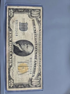 1934A 10-Dollar Silver Certificate North African Gold/Yellow Seal - Picture 1 of 2