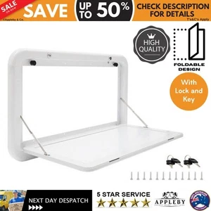 Folding Caravan Table with Lock Outdoor Camping RV Picnic Wall Mount 80x45cm - Picture 1 of 9