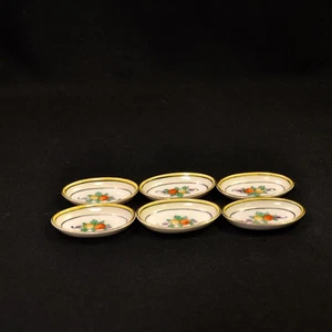 Noritake Set 6 Salts / Butter Pats Yellow Band w/Fruit Spray w/Gold 1918-1925 - Picture 1 of 9