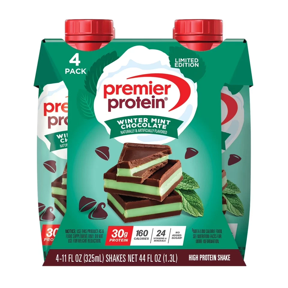 Batido de Proteínas Premier, Invierno Menta Chocolate Tiempo Limitado, 30g Proteína, 11 Fl Oz Foto 1 de 4