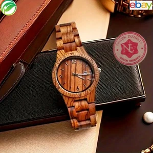 Luxury Wooden Quartz Date Handcrafted Watch🔥ladies Men Walnut Bamboo BOHO 2025 - Picture 1 of 21