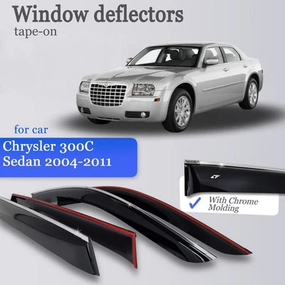 Viseras de ventana cromadas con cinta adhesiva protectores de lluvia para Chrysler 300C SD/Wagon 2004-11 Foto 1 de 4