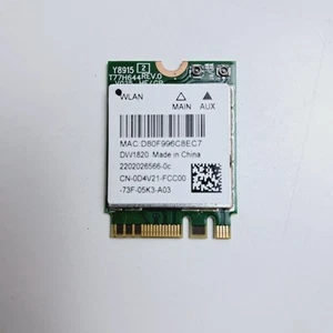 Dell Latitude 3570 WLAN Karte DW1820 CN-0D4V21-FCC00 Y8915 - Afbeelding 1 van 2