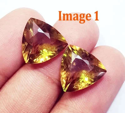 Certified Alexandrite Color Changing Pair 9 To 11 Ct Loose Gems Trillion RL164 - Image 1 of 4