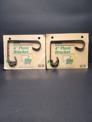 Conjunto de 2 VTG NOS Hold-All Ferro Forjado Artesanal 4" Suporte de Planta, Preto-35BL - Imagem 1 de 4