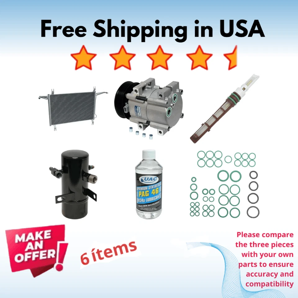 Compressor, Condenser & Driers A/C Fit Ford F-250 1994-1996, Ford F-250 HD 1997 - Image 1 of 4