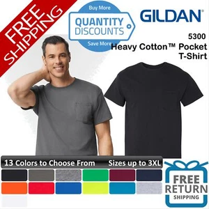 🔥 Gildan Men Heavy Cotton & Blends Classic Fit Pocket T-shirt Up To 3XL 5300 - Picture 1 of 40