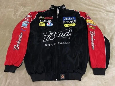 Unisex Adult Budweiser Jacket Ebroidered Cotton Padded Racing Jacket Black - Photo 1/4
