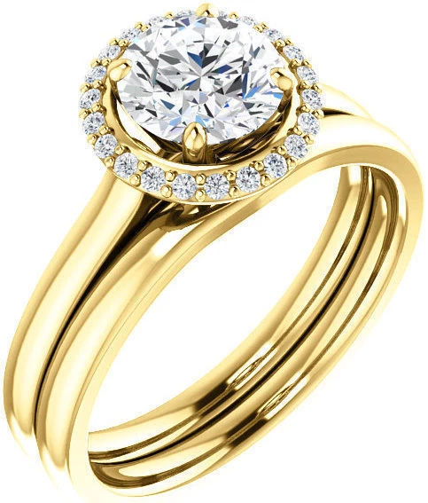 Anillo de compromiso de boda de oro amarillo de 14 k redondo de 1,13 quilates en total SI1 Foto 1 de 1