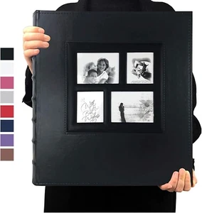 Photo Album 4x6 600 Photos Black Pages Large Capacity Leather Cover Wedding Fami - Picture 1 of 8