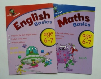 Leap ahead Basics English Maths Set of 2 Workbooks Age 6-7 years KS1 Year 2 New!